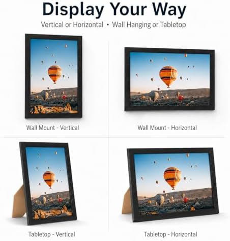 JCJMY 7x9 Picture Frame Set of 6 Black for Wall Hanging or Tabletop- Wall Mounting Horizontally or Vertically, 7 x 9 Wall Gallery Poster Photo Frames for 7 by 9 Photo,6 Pack, Black