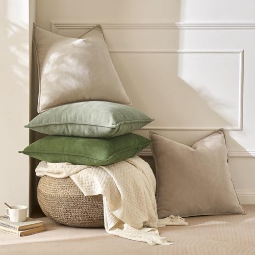 MIULEE Pack of 2 Sage Decorative Chenille Pillow Covers 20x20 Inch
