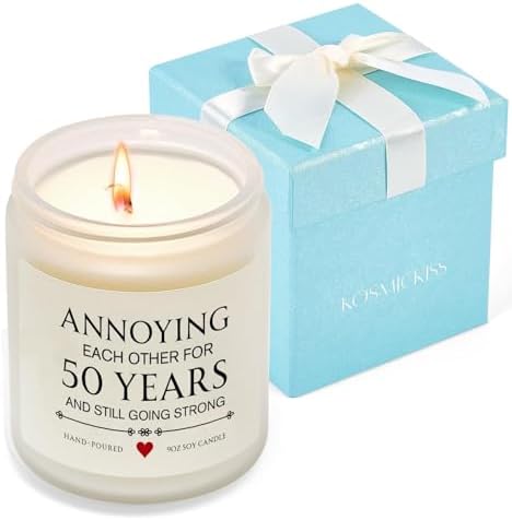 50th Wedding Anniversary Couple Gifts, Happy 50 Year 9 OZ Soy Wax Candle
