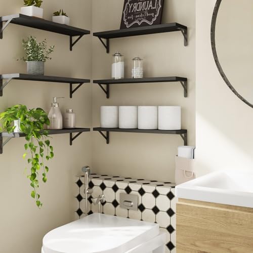YGEOMER 23.6in Floating Shelves for Wall Home Decor, Black Set of 6