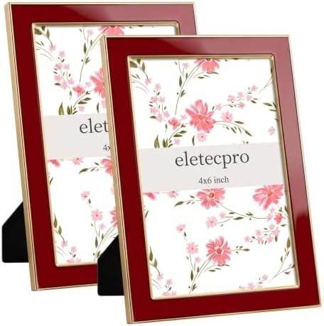 eletecpro 4x6 Enamel Picture Frame with Real Glass Cover, Red, 2-Pack