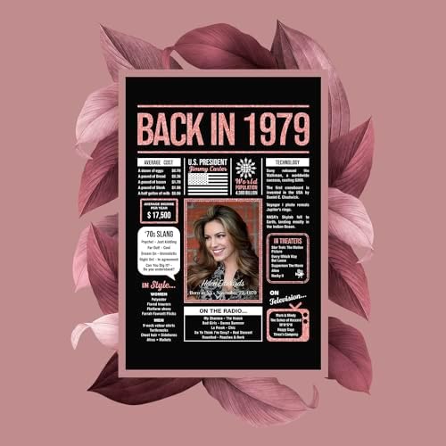 Happy 46th Birthday Decorations For Women - Personalized 46 Year Old Gifts for Her, 46 Birthday Decorations Rose Gold, 46 Yr Old Bday Decor, Party Supplies, Back In Poster, Female Birthday Presents