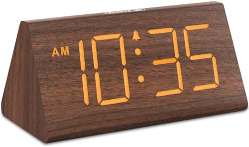 DreamSky Wooden Digital Alarm Clock for Bedrooms Desks with Large Numbers
