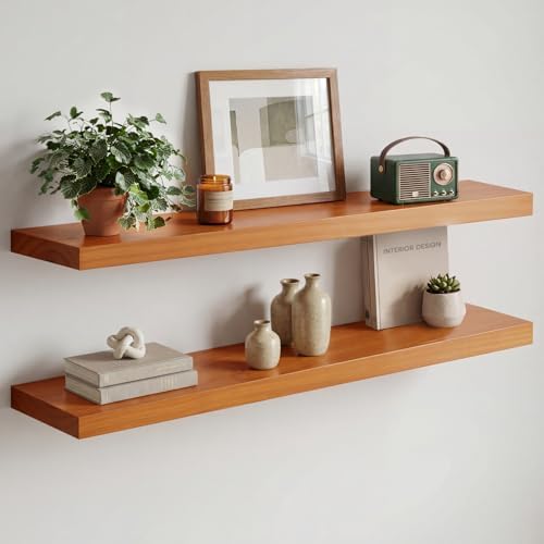 Homeforia 36 Inch Floating Shelves, High-End Solid Pine Wood, Set of 2
