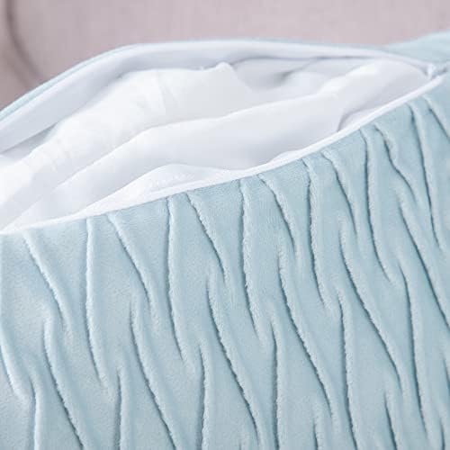 MADIZZ Set of 2 Super Soft Velvet Decorative Throw Pillow Covers 26x26 inch Light Blue Square with Texture Luxury Style Cushion Case European Pillow Shell for Sofa Bedroom