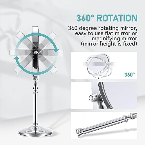 MIYADIVA Magnifying Mirror 20x, Double Sided 1X & 20X Magnifying Mirror on Stand, Large Tabletop Magnified Vanity Mirror, Magnified Mirrors with 360°Rotation for Bathroom or Bedroom,8 Inches