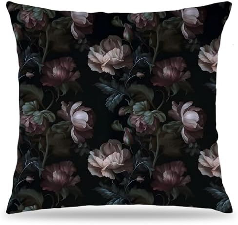 Moody Elegant Peony Floral Pillow Covers 18x18 Double-Sided, Flower Floral Room Decor, Aesthetic Cottagecore Rustic Flower Botanical Decorative Throw Pillow Covers
