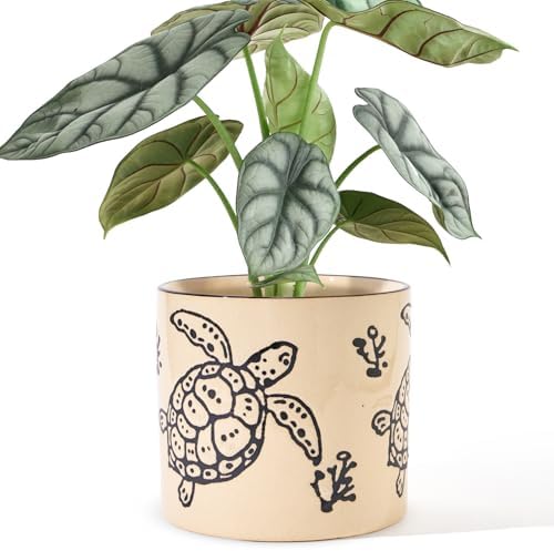 STHIE 5 Inch Ceramic Plant Pots for Indoor Plant with Drainage, Sea Turtle