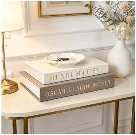 Decorative Books Set with Tray, Linen Coffee Table Books Decor