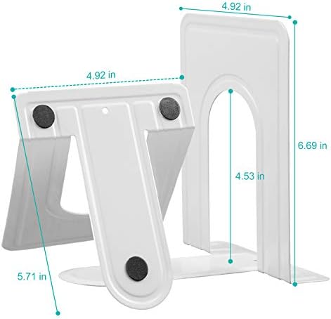 HappyHapi 7 Pairs Book Ends, Heavy Duty Bookends for Shelves, White