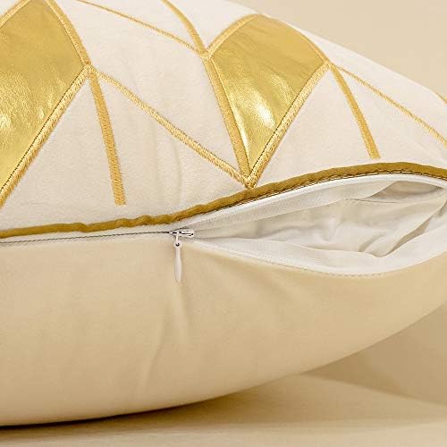 Avigers Throw Pillow Cover 20 x 20 Inch, White，Gold, Velvet, Hidden Zipper