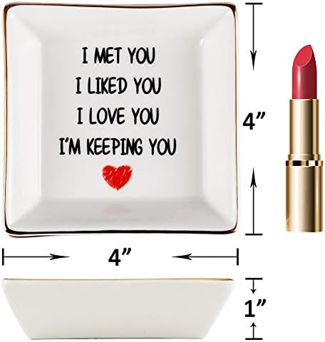 Mothers Day Gifts for Wife Gifts from Husband, Best Gift for Wife Her - Happy Anniversary Birthday Presents for Girlfriend Romantic, Ceramic Ring Dish, Jewelry Tray, Trinket Dish, I Love You