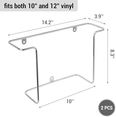 MyGift Set of 2 Silver Metal Wire Vinyl Record Wall Mounted Display Racks