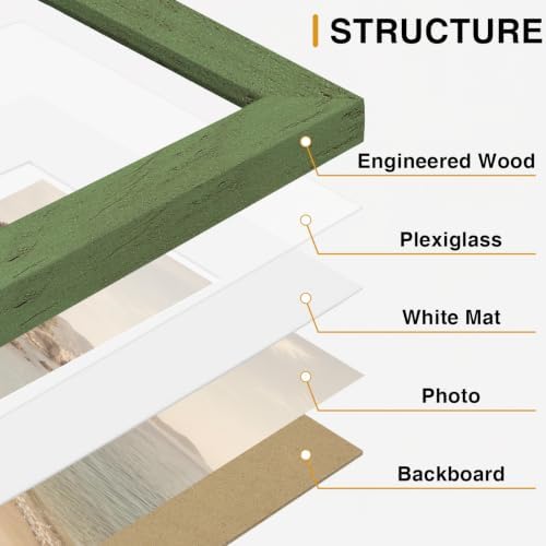 Vittanly 8.5x11 Picture Frames Set of 5, Certificate Frame, Rustic Green