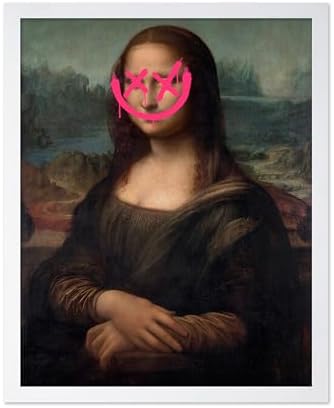 Poster Master Mona Lisa Painting Poster Altered & Pop Art - Defaced Art - Gift for Men & Women - Minimal Decor for Office, Bedroom or Living Room, 11x14 White Framed