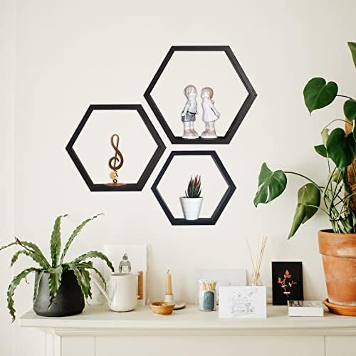 Hexagon Shelves,Floating Wall Shelf,Honeycomb Octagon Cube Shelves Wood