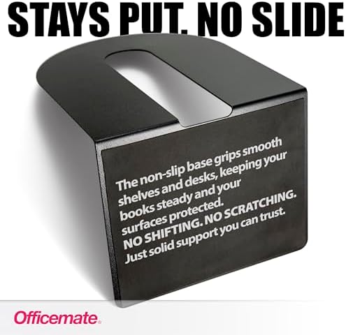 Officemate Heavy Duty 10" Bookends, Non-Skid Base, Black, Pair (93142)