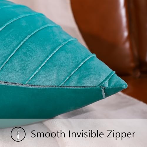 Velvet Throw Pillow Covers 18x18 Pack of 2 Gold Decor Aqua Green