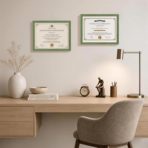 Vittanly 8.5x11 Picture Frames Set of 5, Certificate Frame, Rustic Green