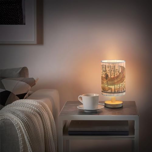 ALAZA Egyptian Parchment Retro Decor Bedside Table Lamp with USB Port for Bedroom Nightstand Office Desk LED Bulb Included