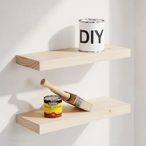 Homeforia 16 Inch DIY Floating Shelves, High-End Solid Pine Wood, Set of 4