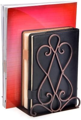 Artkingdome Vintage Metal Bookends for Heavy Books, Non-Slip Book Stoppers for Shelves, Farmhouse Decorative Holders for Office Desk, Sturdy Book Ends for Classroom Library Home, Set of 2 with Pads