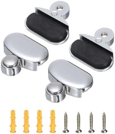 uxcell 4Pcs Zinc Alloy Mirror Floating Glass Clip Set Wall Mounted Mirrors Bracket, Mirror Glass Hanging Bracket, Glass Mounting Round Clips, Bathroom Mirror Fix Kit