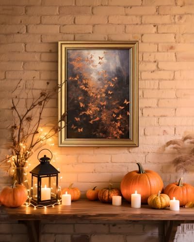 WHASAYART Gold Framed Wall Art for Living Room, Butterflies Painting Prints, Vintage Fall Wall Decor for Kitchen, Bedroom Wall Art for Home Office Free Like Butterflies 16L x 12W
