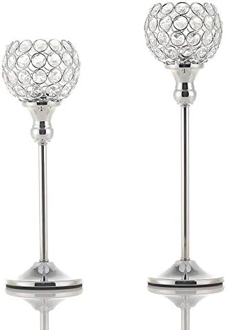 Silver Crystal Votive Candle Holders Set of 2