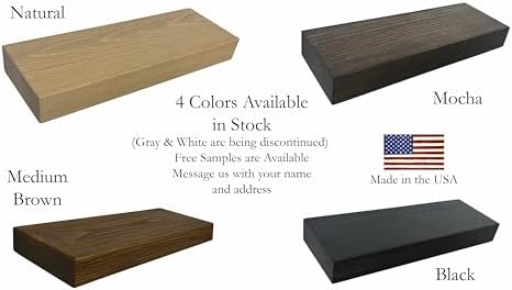 joelsantiques 36 inch Wooden Floating Shelves for Wall - 36x6x2 in, High End Solid Natural Wood, Heavy Duty Bracket, Wall Mounted for Bathroom, Living Room, Bedroom, Office Floating Storage - Beige