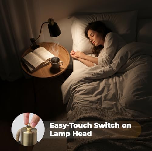 LALISU Desk lamp Eye-Caring Table Lamps 360°Rotation Gooseneck Clip on Lamp