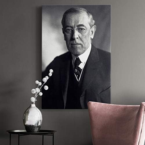 Renditions Gallery Woodrow Wilson Presidental Portrait Wall Art, Premium Gallery Wrapped Canvas Decor, Ready to Hang, 36 in H x 24 in W, Made in America Print