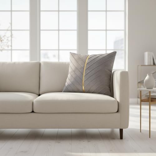 Velvet Throw Pillow Covers 18x18 inch Pack of 2 Gold Decor Gray