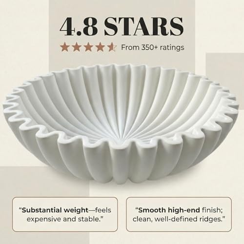 OAKOA White Decorative Bowl - Catch All Bowl - Scalloped Bowl - Ruffle Bowl