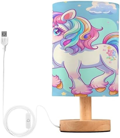 ALAZA Cute Unicorn Cloud Sky Decor Bedside Table Lamp with USB Port for Bedroom Nightstand Office Desk LED Bulb Included