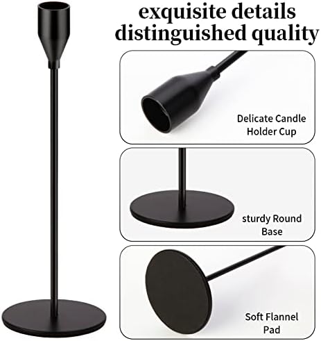 Oatnauxil Matte Black Candle Holders Black Candlestick Holders Metal Candle Holder for Wedding, Dinning, Party, Fits 3/4 inch Thick Candle&Led Candles (Set of 6 Pcs)