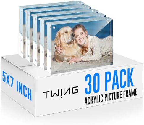 TWING 5x7 Acrylic Frame 30 Pack,20MM Thicker Frameless Clear Picture Frames