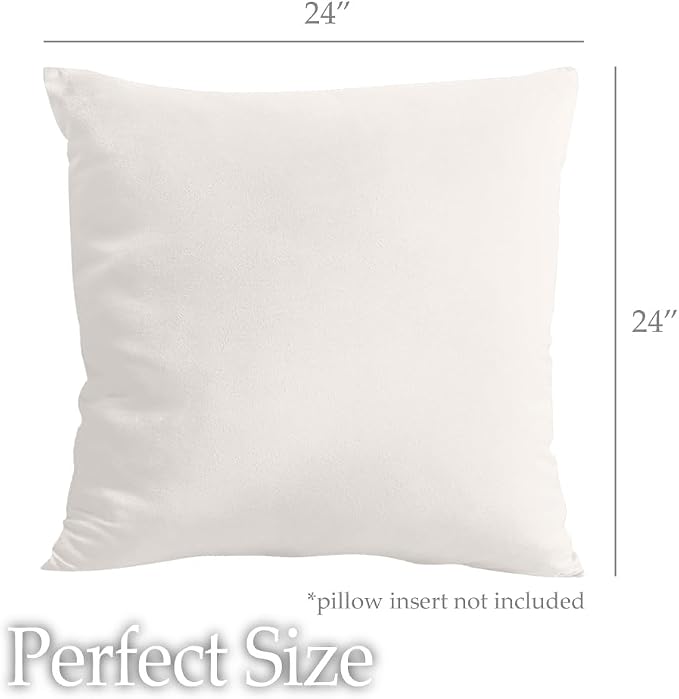 lalaLOOM Velvet Throw Pillow Covers, Set of 2, 24x24 Cream