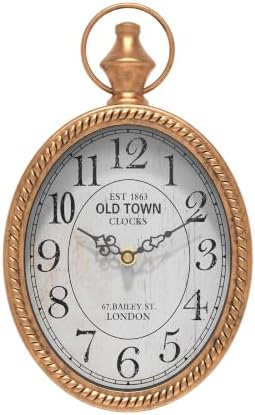 Menterry Small Retro Oval Wall Clock Antique Old Design, Gold Vintage Style