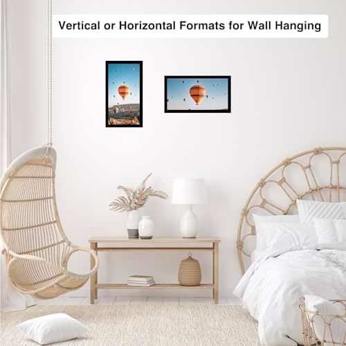 JCJMY 4x8 Black Picture Frame Set of 6, Horizontal and Vertical Formats for Wall Hanging, 4 x 8 Wall Gallery Poster Photo Frames with Shatter Resistant Plexiglass, 6 Pack, Black