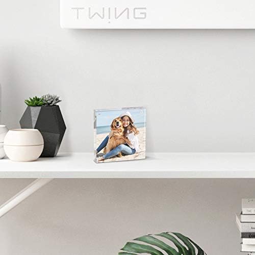 TWING 4x4 Acrylic Frame 2 Pack,20MM Thicker Frameless Clear Picture Frames