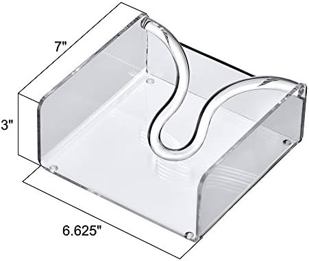 Amazing Abby Acrylic Luncheon Napkin Holder (6.5"x6.5"), Clear Plastic Napkin Dispenser with Weighted Arm and Non-Slip Pads, Great for Kitchen Counter, Dining Table, Bathroom Vanity, and More