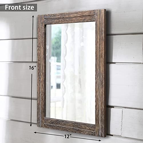 AAZZKANG Mirror with Wood Framed Rectangle Rustic Wall Mirrors Decor for Bedroom Bathroom Living Room Entryway