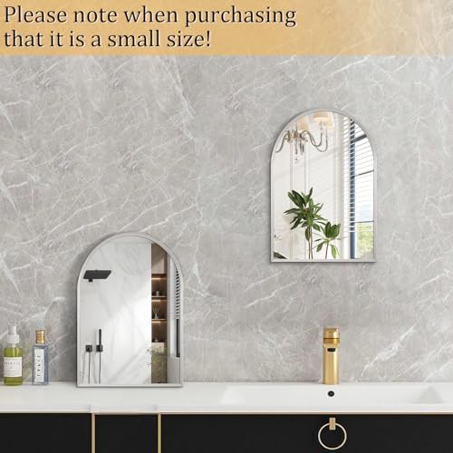 Arched Mirrors for Wall, 16"x12" Arch Bathroom Mirror, for Entryway Living Room Vanity Bedroom Mantel Hallways Home Decor Aluminum Alloy Frame