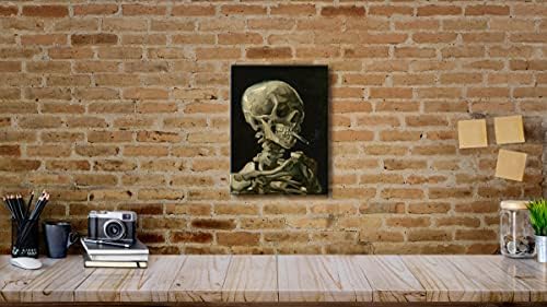 Wieco Art Skull of a Skeleton with Burning Cigarette, 1886 by Vincent Van Gogh Canvas Wall Art for Home Decor and Wall Decor Post-impressionism Canvas Prints Pictures Artwork