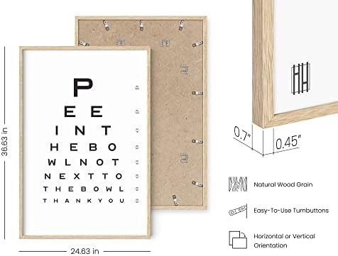 HAUS AND HUES Funny Bathroom Signs – Eye Chart Restroom Poster, Playful Washroom Artwork, Humorous Home Accent (24x36, Beige Frame)