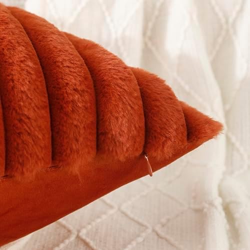 All Smiles Burnt Orange Terracotta Rust Throw Pillow Covers 20x20 Set of 2