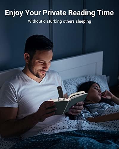 DEWENWILS Book Reading Light with Cilp, LED Clip on Book Light for Reading in Bed, USB Rechargeable Eye Care Book Lamp for Kids, Bookworms,2 Brightness Levels (Black)