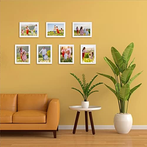 Giftgarden White 6x8 Picture Frame 7 Pack, Modern White Woodgrain 6 by 8 Photo Frames for Wall or Tabletop Display