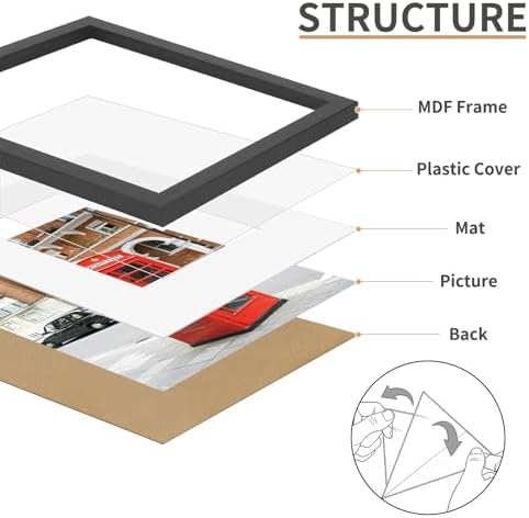 ATOBART 11x14 Picture Frame Set of 3, Black Wood, Plexiglass